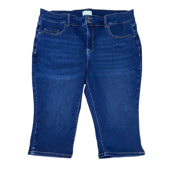 Lane Bryant Dark Wash High Rise Tighter Tummy Pedal Pusher Jeans Plus Size 24 - Picture 1 of 5